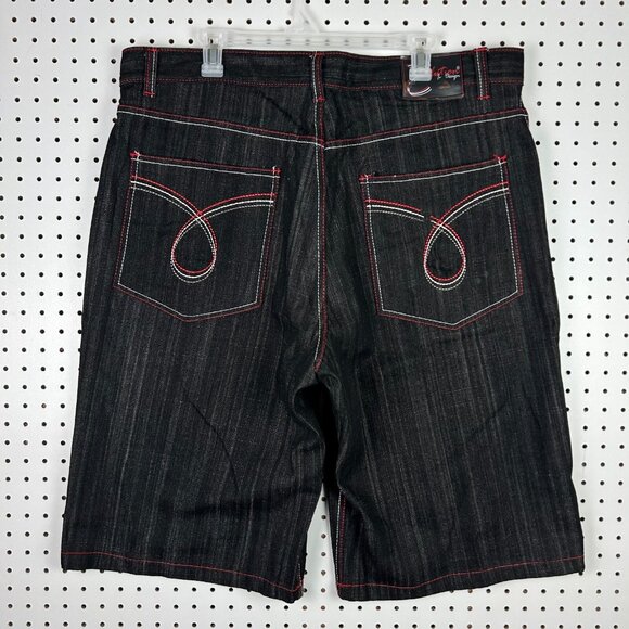 Evolution in Design Black Gothic Skate Shorts 40 Red‎ Stitched Pocket Y2K Punk - Picture 1 of 6